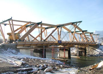 wood and steel rise over the river